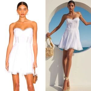 NEW NWT Charo Ruiz Ava Short Strapless Lace Eyelet Dress In White